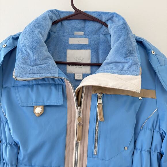 Obermeyer Hadley Ski Jacket Womens 10P Puffer Hooded Apres Y2K Snow Retro Blue - Picture 3 of 12
